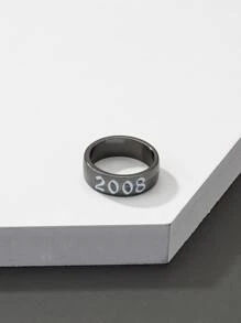 Những người đàn ông thời trang và phổ biến Số năm trang trí Nhẫn hợp kim để làm quà tặng trang sức và cho một vẻ ngoài sành điệu - Màu Đen Súng - Xem 3