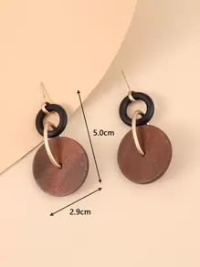 Aboocag Pendientes largos redondos de madera - Café integral - Ver 3