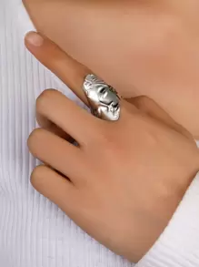 人像細節戒指 - 銀色 - 查看 1