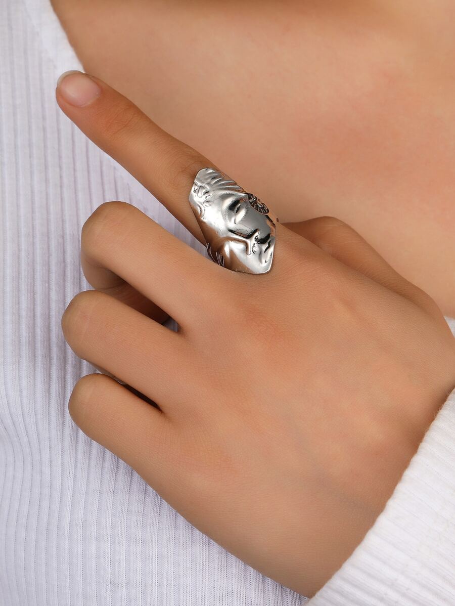 人像細節戒指 - 銀色 - 查看 1
