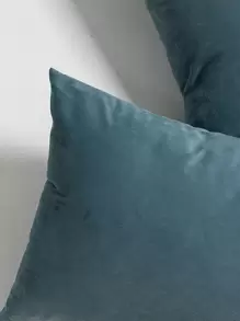 不含填充物 天鵝絨純色靠墊套 無填充物 - 藍色 - 查看 5