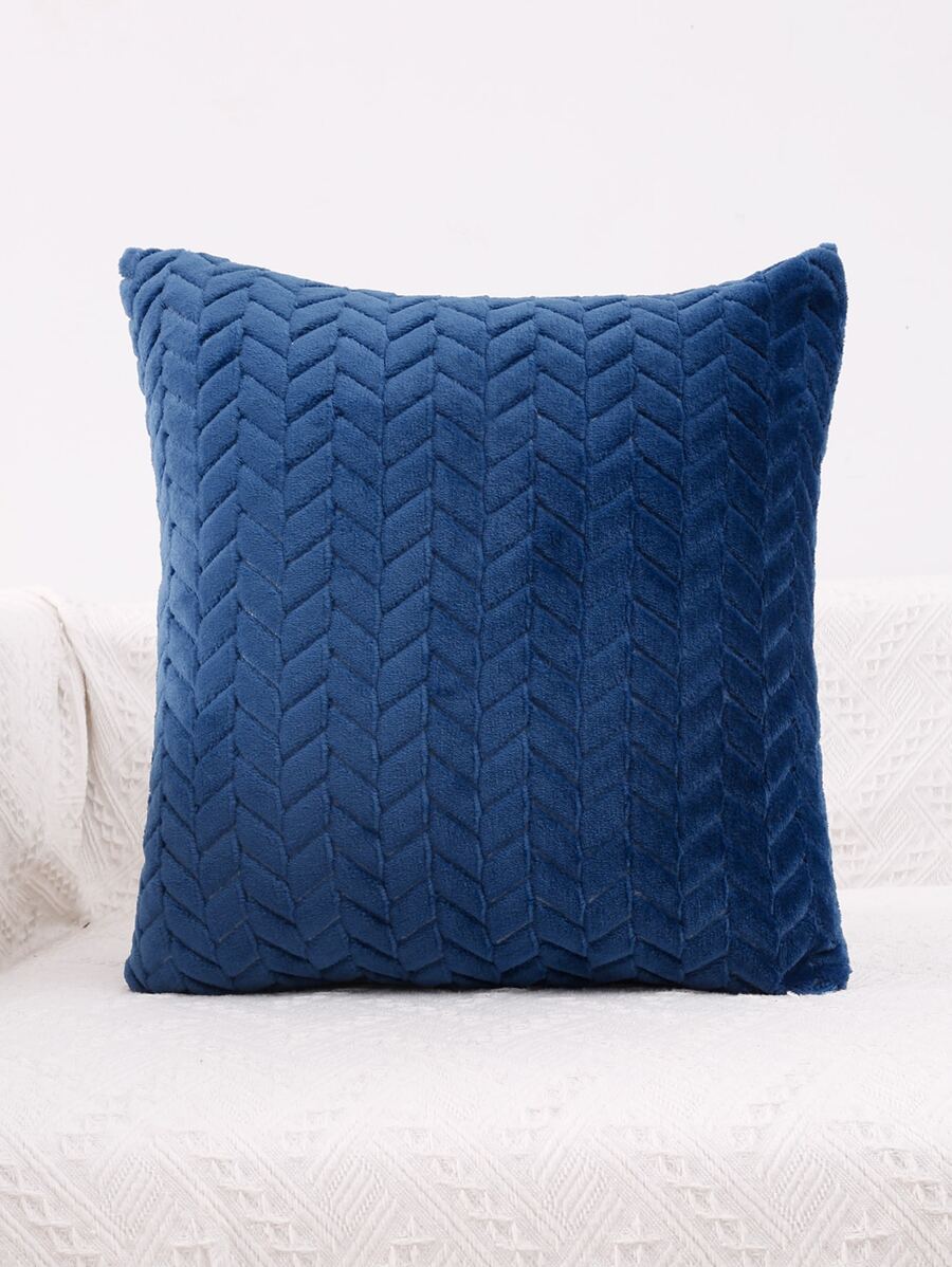 Miater 長毛絨幾何靠墊套不附帶墊芯 - 藍色 - 查看 1