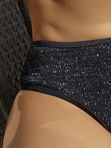 3packs Glitter Triangle Bikini & Cover Up Skirt - Black - View 5