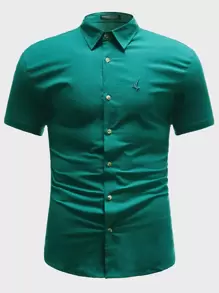 Manfinity VCAY Men Embroidery Detail Shirt - Green - View 1