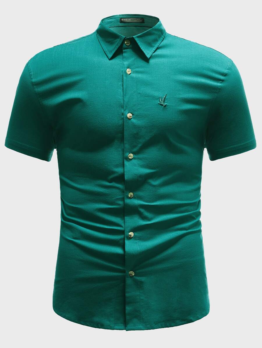 Manfinity VCAY Men Embroidery Detail Shirt - Green - View 1