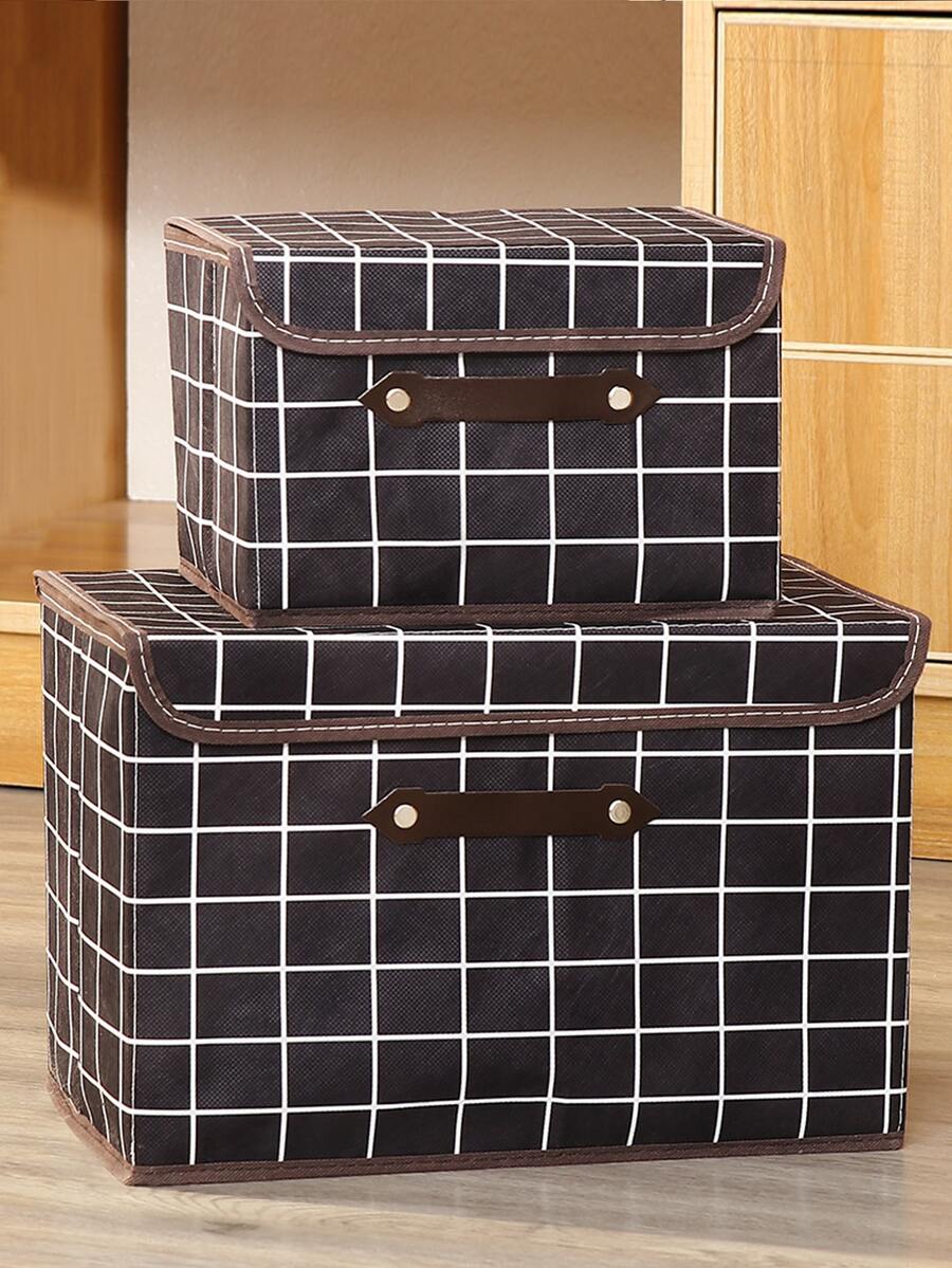 Hộp lưu trữ quần áo in kẻ sọc 1pc - Nhiều màu - Xem 1