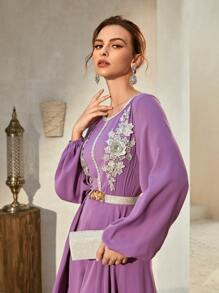 Al Najma 貼花金屬扣環腰帶覆蓋連身褲 - 紫色 - 查看 5