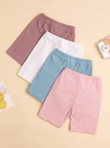 Toddler Girls 4pcs Rib Knit Bow Front Cycling Shorts - Multicolor - View 2