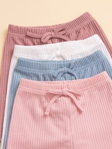 Toddler Girls 4pcs Rib Knit Bow Front Cycling Shorts - Multicolor - View 3
