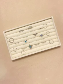 1pc Solid Color MDF Jewelry Tray,Simple Ring Display Tray, Gift For Valentine's Day Back To School - Beige - View 1
