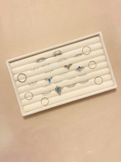 1pc Solid Color MDF Jewelry Tray,Simple Ring Display Tray, Gift For Valentine's Day Back To School