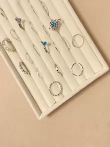 1pc Solid Color MDF Jewelry Tray,Simple Ring Display Tray, Gift For Valentine's Day Back To School - Beige - View 3