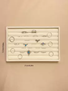 1pc Solid Color MDF Jewelry Tray,Simple Ring Display Tray, Gift For Valentine's Day Back To School - Beige - View 4