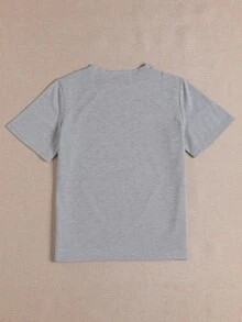 SHEIN Unity Camiseta con estampado de letra de manga corta - Gris Claro - Ver 2