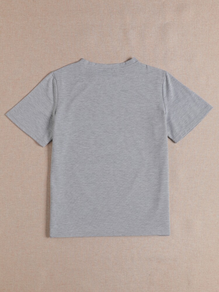 SHEIN Unity Letter Graphic Short Sleeve Tee - Light Grey - View 2
