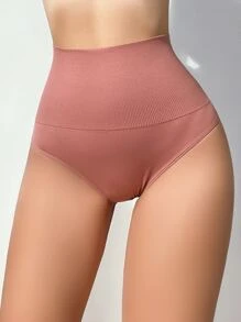 Bragas faja simple de canalé - Color caoba - Ver 4