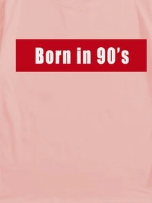 SHEIN Unity Camiseta de manga corta con estampado de slogan - Rosa Pálido - Ver 3
