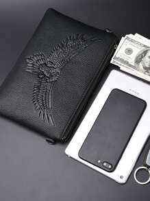 1pc Men's Black Eagle Print Clutch Bag Commute Gifts For Bag Men Wallet Hand Bag Travel Winter Purse Wash Bag Old Money Multi Card Clutch Bag Long Wallet Light Business Large Capacity Outdoor Vacation Vintage Leather Bag Travel Essentials Retro Bag Valentine Day Purses Valentines Black Bag Holiday Essentials Bag For Men Stickers Bags Valentines Gifts Valentine Gifts For Men Vintage School The Sporty Life Gift Bag Pack Handbags Spring Vintage Bags - Black - View 4