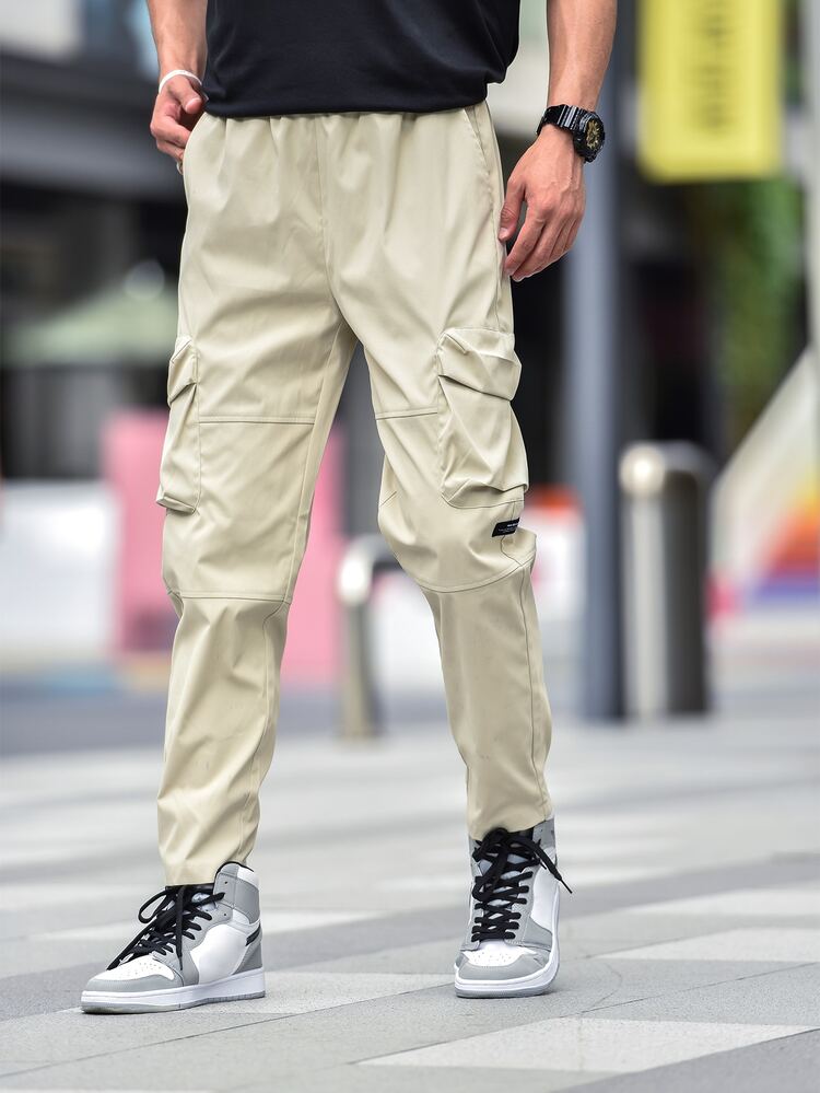Manfinity Men Letter Patched Cargo Pants - Khaki - View 7
