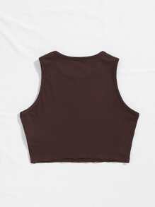 SHEIN Unity Sun And Moon Print Crop Tank Top - Brown - View 2