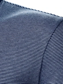 Manfinity Homme Men Striped Print Contrast Trim Polo Shirt - Blue and White - View 5