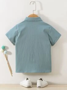 Toddler Boys Patched Pocket Textured Button Front Shirt - Mint Green - View 2