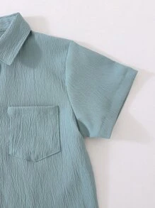 Toddler Boys Patched Pocket Textured Button Front Shirt - Mint Green - View 4