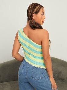 Soleia Colorblock One Shoulder Top - Multicolor - View 2
