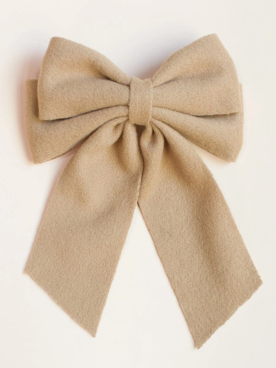 女孩蝴蝶結裝飾髮夾 - 杏色 - 查看 1