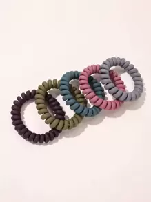 5pcs Solid Phone Cord Hair Tie - Multicolor - View 1