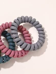 5pcs Solid Phone Cord Hair Tie - Multicolor - View 4