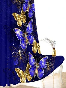 2 piezas Cortina con estampado de mariposa - azul real - Ver 3