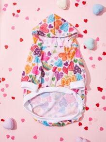 Valentine's Day Lightweight Colorful Heart Striped Lips Cat Dog Hooded Pet Sweatshirt - Multicolor - View 8