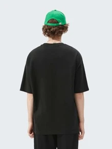 INFLATION Áo thun trơn trễ vai nam - màu đen - Xem 2