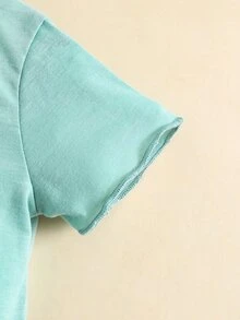 嬰兒愛心和字母圖案小高領T恤和裙子 - 薄荷綠 - 查看 4