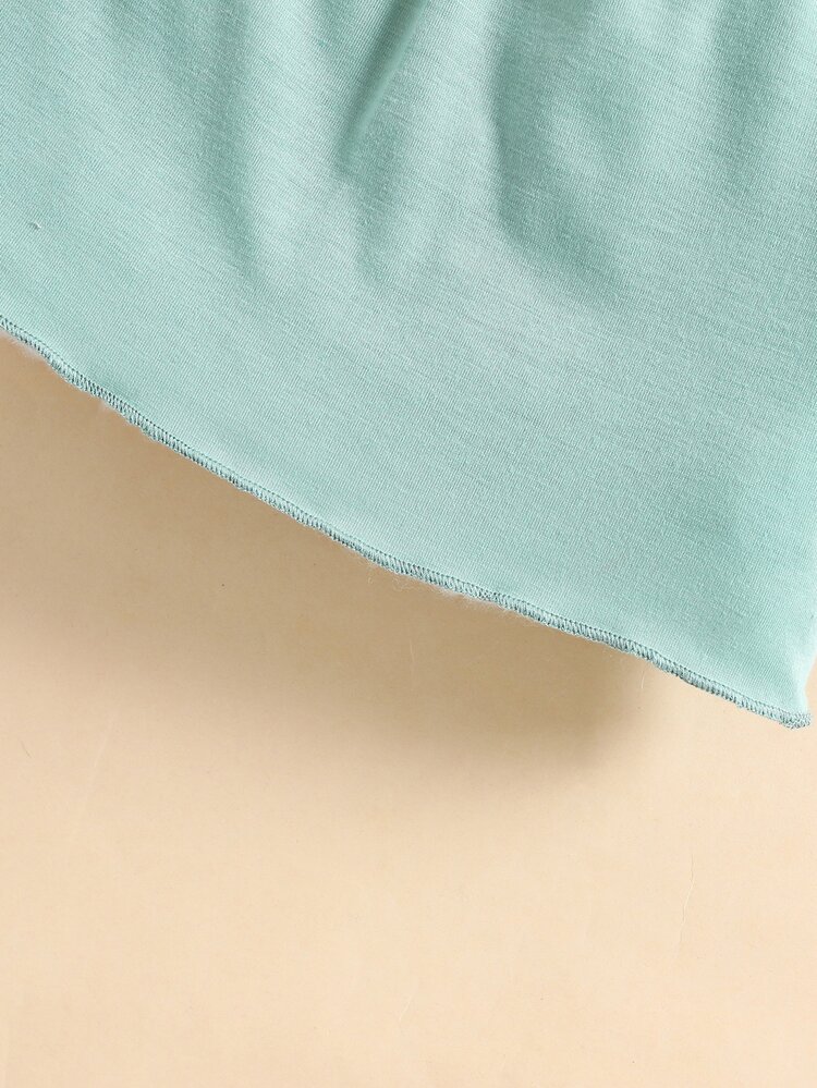 嬰兒愛心和字母圖案小高領T恤和裙子 - 薄荷綠 - 查看 6