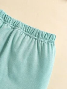 嬰兒愛心和字母圖案小高領T恤和裙子 - 薄荷綠 - 查看 7