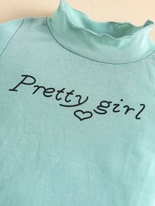 嬰兒愛心和字母圖案小高領T恤和裙子 - 薄荷綠 - 查看 8