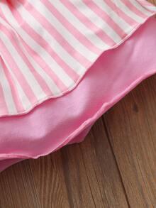 嬰兒字母圖案連身背心和條紋圖案二層下擺半身裙附髮帶 - 彩色 - 查看 5