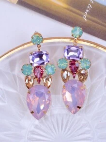 水晶裝飾耳墜 - 彩色 - 查看 1