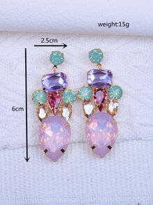 水晶裝飾耳墜 - 彩色 - 查看 3