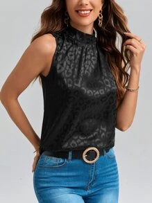 SHEIN Clasi Áo hai dây màu trơn Thanh lịch - màu đen - Xem 4