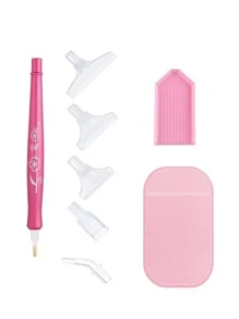 1 bộ dụng cụ vẽ kim cương DIY - Hồng - Xem 1