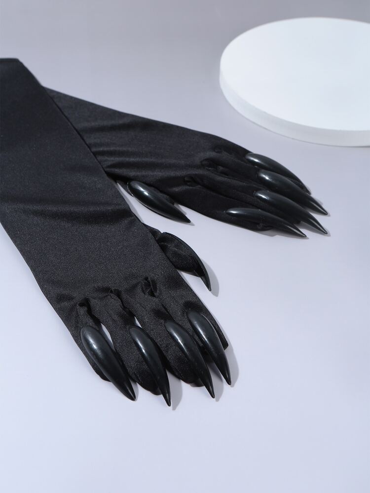 素色長款指甲服飾 - 黑色 - 查看 4