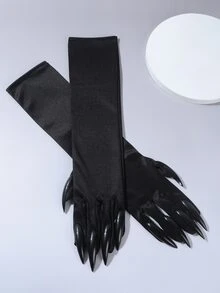 素色長款指甲服飾 - 黑色 - 查看 3