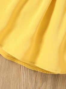 Đầm em bé Xù Trọn gói màu trơn Dễ thương - Màu vàng - Xem 5