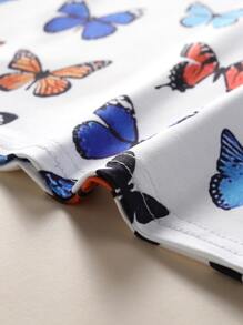 小女童蝴蝶圖案吊帶連衣裙 - 白色 - 查看 3