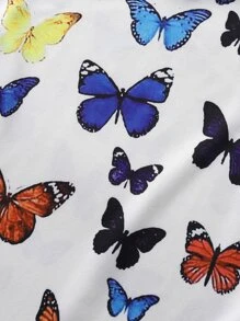 小女童蝴蝶圖案吊帶連衣裙 - 白色 - 查看 4