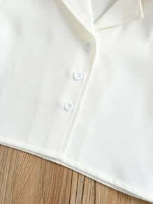 Toddler Girls Lapel Collar Button Front Shirt & Shorts - White - View 4