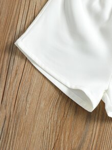 Toddler Girls Lapel Collar Button Front Shirt & Shorts - White - View 6